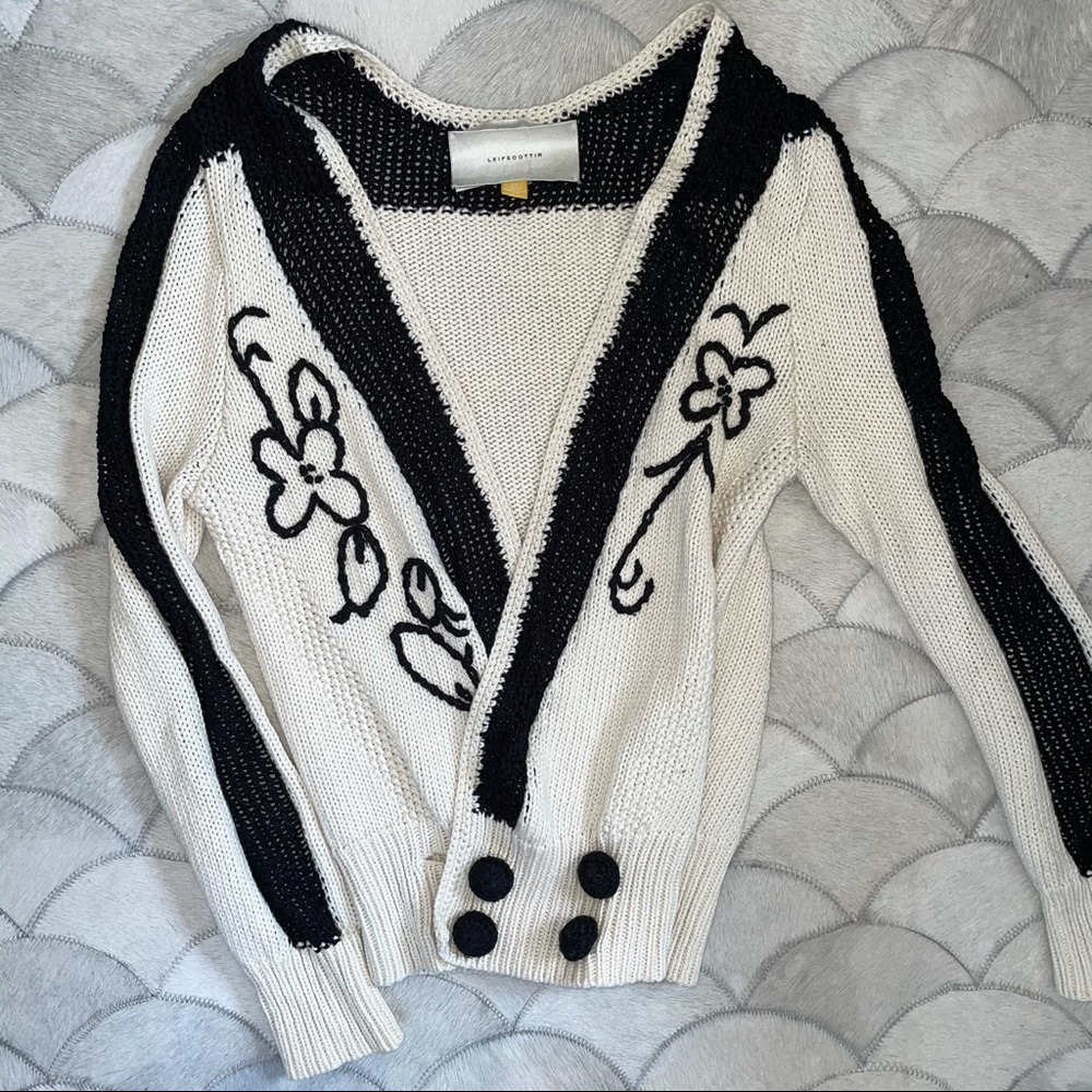 Leifsdottir preppy cardigan XS cream & black